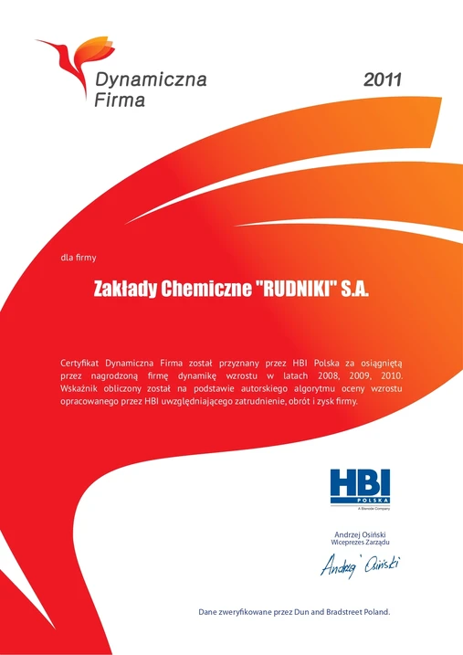 Certyfikat Dynamiczna Firma
